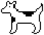 Original 1-bit Clarus the Dogcow pixel art