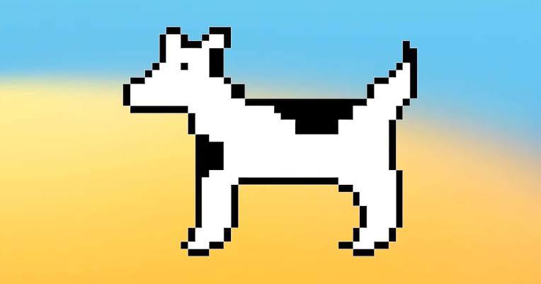 Dogcow on a blue and gold field
